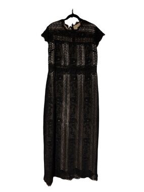 Black Lace Maxi Dress with Cap Sleeves by